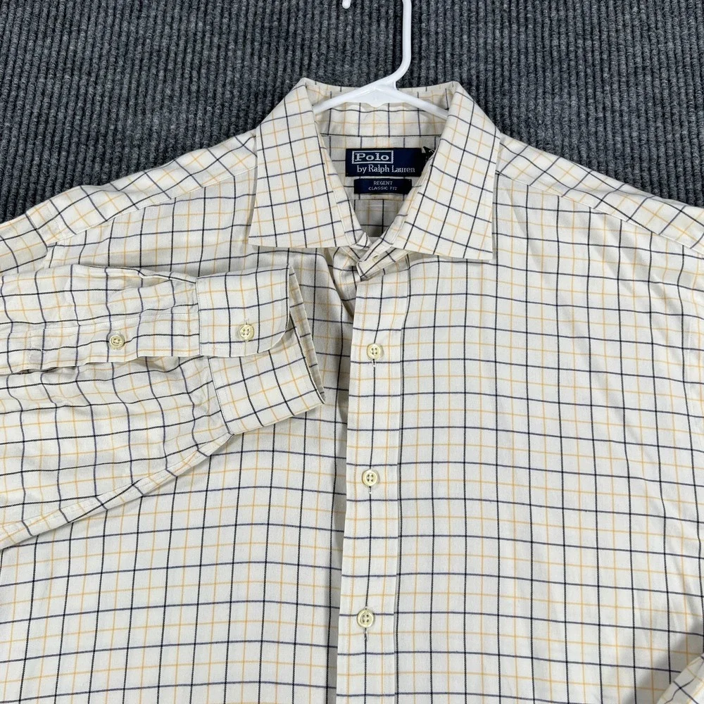 Polo Ralph Lauren Shirt Mens 2XL XXL Ivory Check Long Sleeve Regent Classic Fit